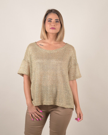Maglia oro in rete con paillettes