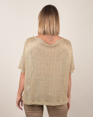 Maglia oro in rete con paillettes