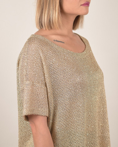 Maglia oro in rete con paillettes