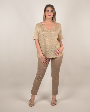Maglia oro in rete con paillettes