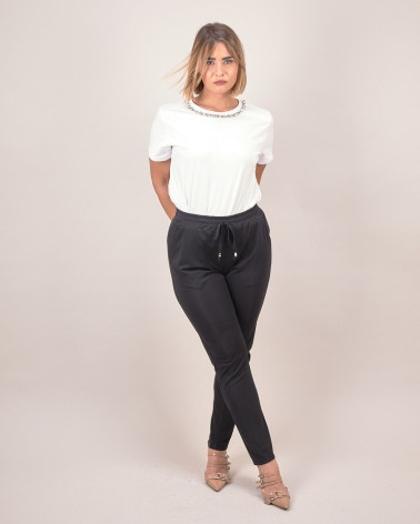 Pantalone daily fit in tessuto fluido