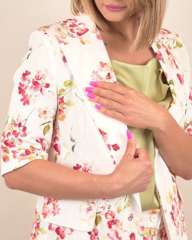 Blazer in cotone con stampa fiorita