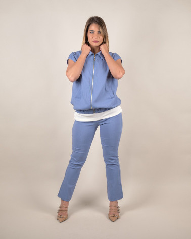 Gilet con zip in denim chiaro