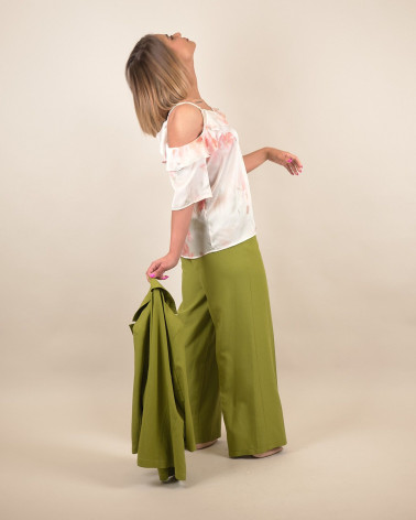 Top spalle scoperte floreale acquerello