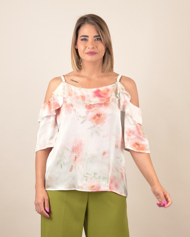 Top spalle scoperte floreale acquerello