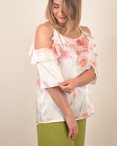 Top spalle scoperte floreale acquerello