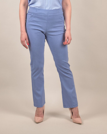 Pantaloni slim chambray con svasatura