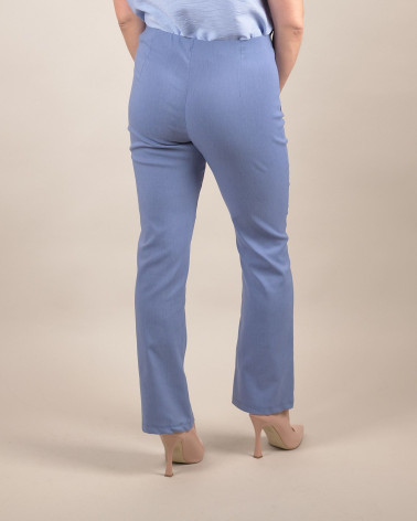 Pantaloni slim chambray con svasatura