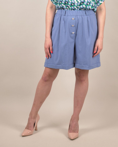 Bermuda chambray con bottoni gioiello