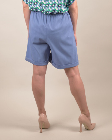 Bermuda chambray con bottoni gioiello