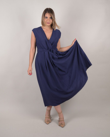 Maxi dress incrociato blu navy