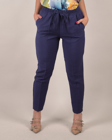 Pantaloni blu navy in viscosa