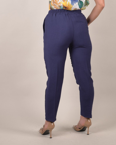 Pantaloni blu navy in viscosa