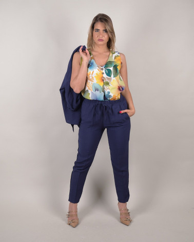 Pantaloni blu navy in viscosa