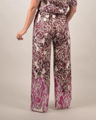 Pantaloni ampi in viscosa stampa astratta
