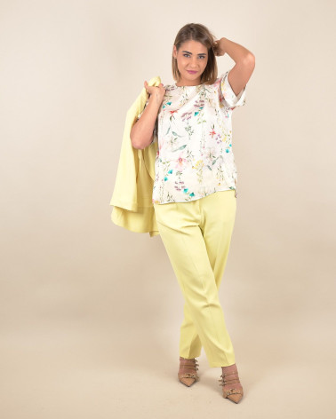 Blusa in viscosa con stampa botanica