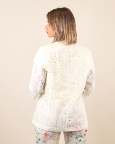 Blazer in cotone sangallo manica 3/4