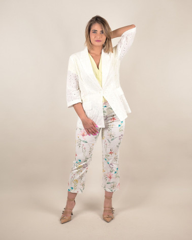 Blazer in cotone sangallo manica 3/4