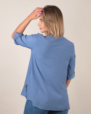 Blusa manica 3/4 con scollo decorato in conchiglie