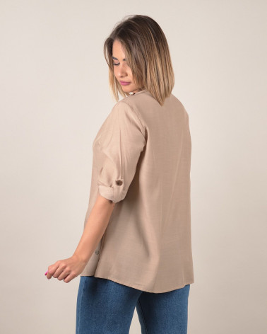 Blusa manica 3/4 con scollo decorato in conchiglie