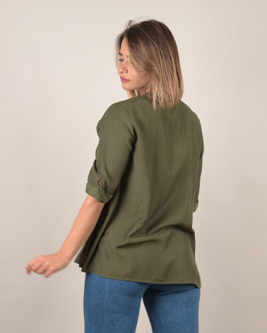 Blusa manica 3/4 con scollo decorato in conchiglie
