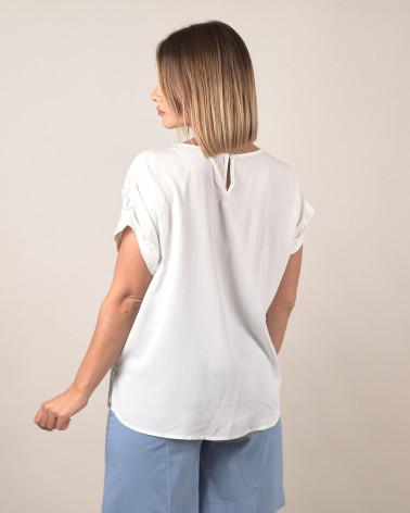 Maglia in pizzo macramè in cotone