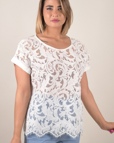 Maglia in pizzo macramè in cotone