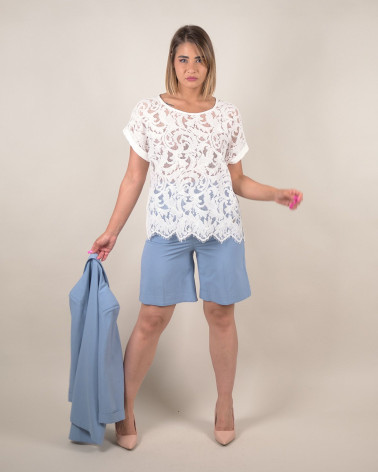 Maglia in pizzo macramè in cotone