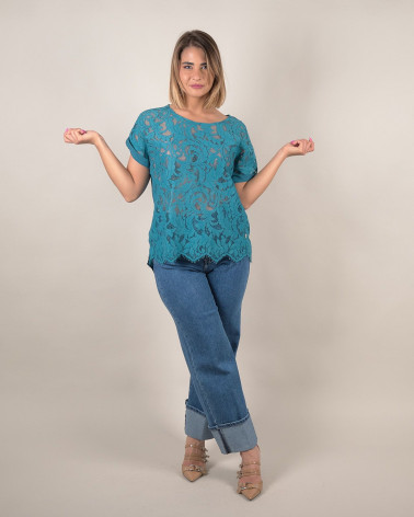 Maglia in pizzo macramè in cotone