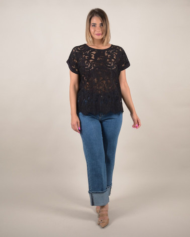 Maglia in pizzo macramè in cotone