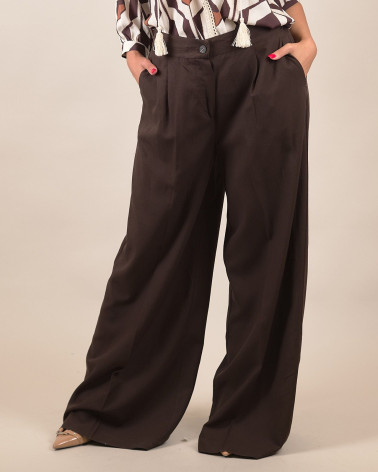 Pantaloni ampi in misto lino