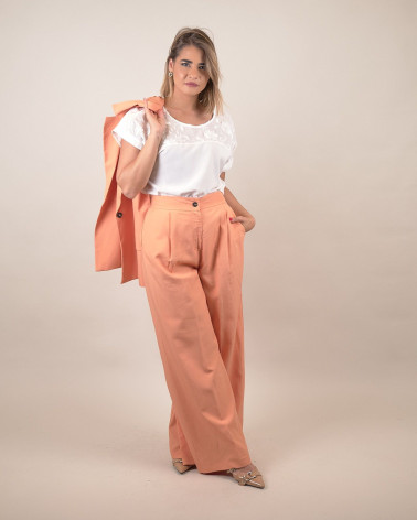 Pantaloni ampi in misto lino