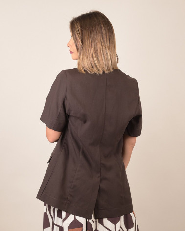 Blazer maniche corte in misto lino