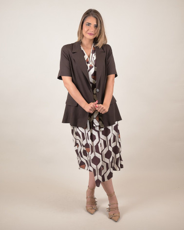 Blazer maniche corte in misto lino