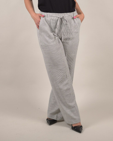 Pantaloni relaxed fit a righe in misto lino