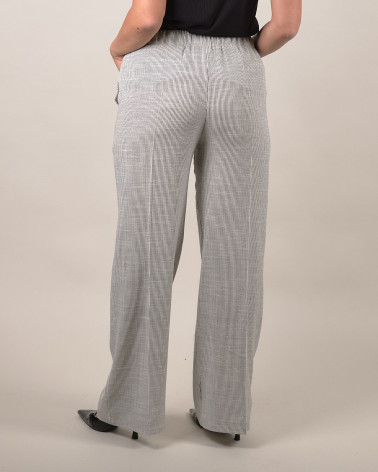 Pantaloni relaxed fit a righe in misto lino