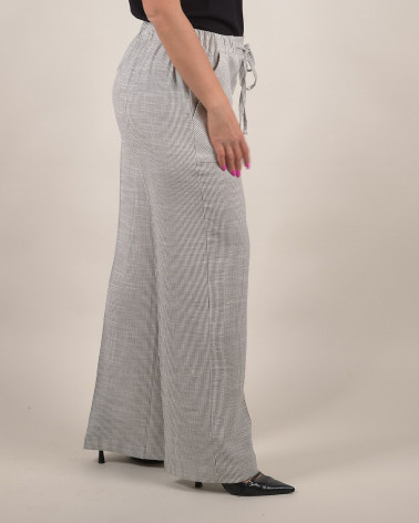 Pantaloni relaxed fit a righe in misto lino