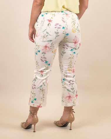 Pantaloni cropped con stampa botanica