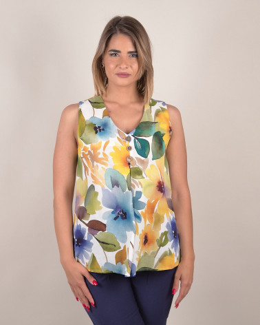 Top floreale multicolore