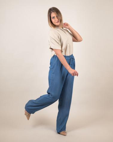 Pantaloni relaxed fit effetto denim