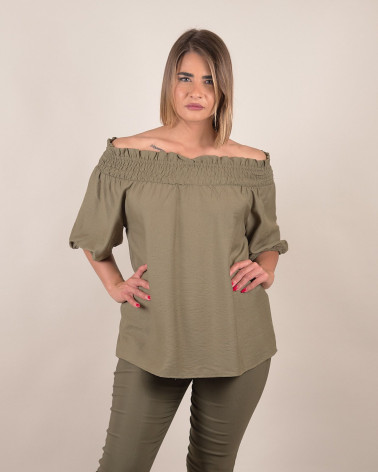 Blusa off-shoulders in viscosa