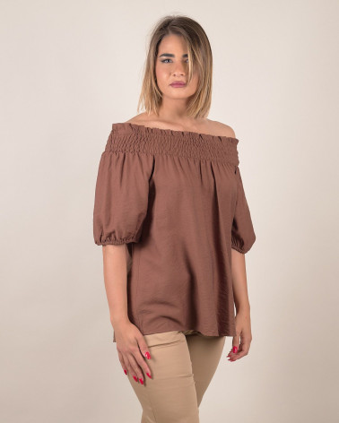 Blusa off-shoulders in viscosa