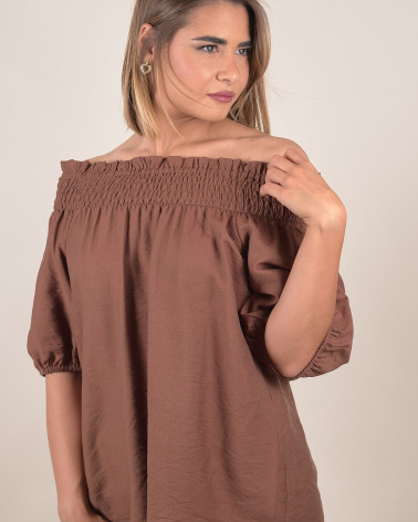 Blusa off-shoulders in viscosa