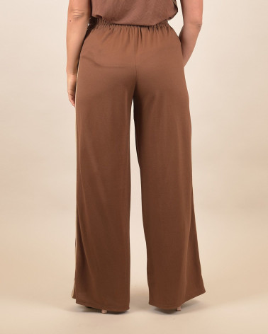 Pantaloni ampi marroni con fasce laterali