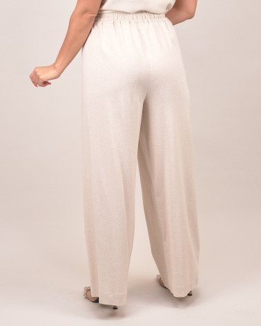 Pantalone ampio in lino e viscosa con coulisse