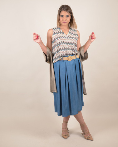 Top con motivo a zig zag multicolore