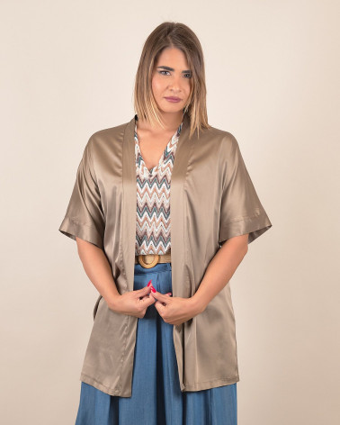 Kimono aperto in raso lucido