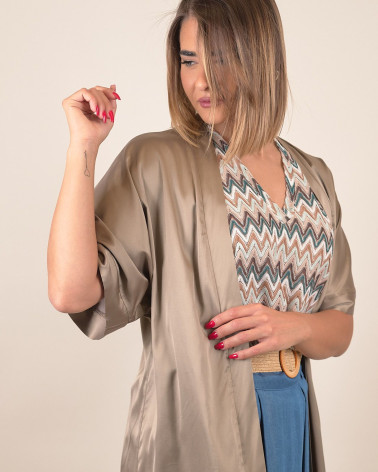 Kimono aperto in raso lucido