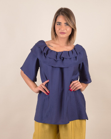 Blusa off-shoulder con volant