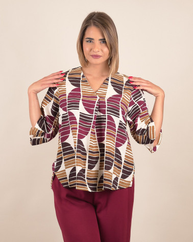 Blusa fantasia con scollo a V